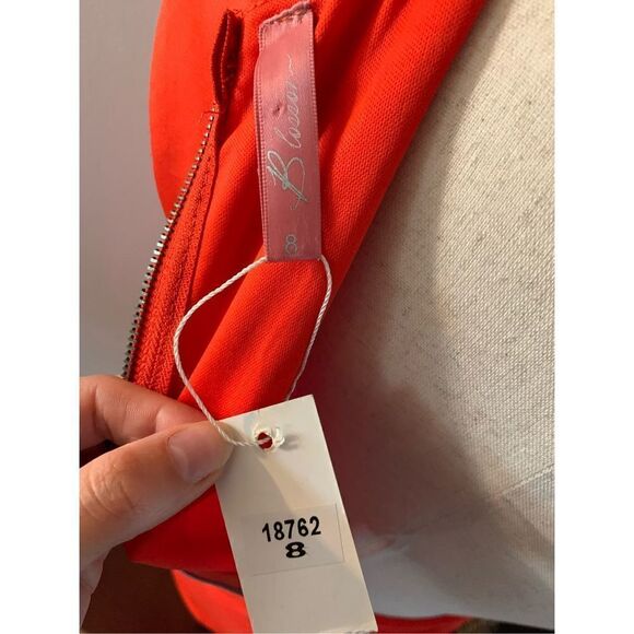 Sexy stretchy crossover red/orange dress size small - Picture 6 of 6